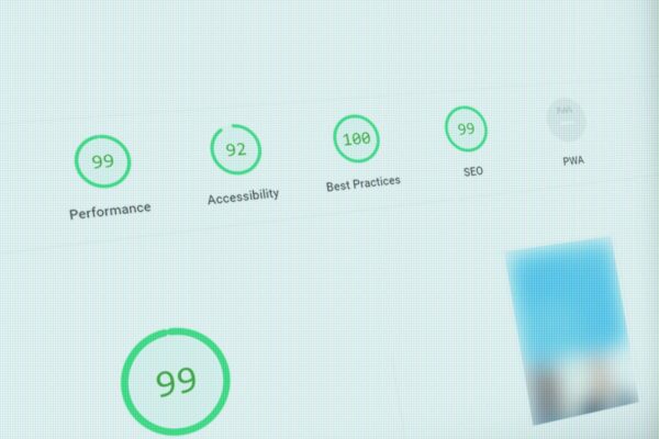 Bild von realmaker: Laptop zeigt WordPress-Website. Ausrüstung und Papier liegen daneben auf einem Holztisch. Kreativ...