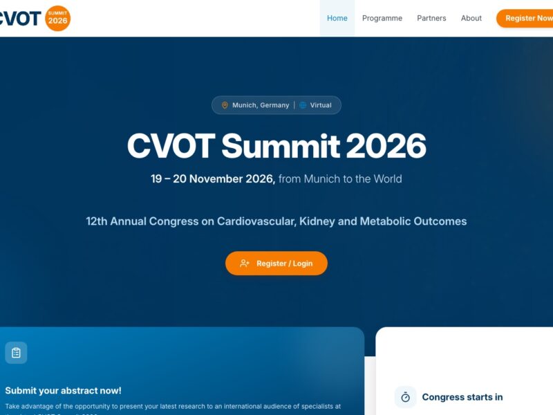 Startseite der virtuellen Kongress-Plattform CVOT Summit 2026 auf cvot.org