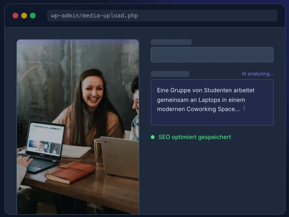 img2text in der WordPress-Mediathek: KI schlägt den Alt-Text für ein Foto vor